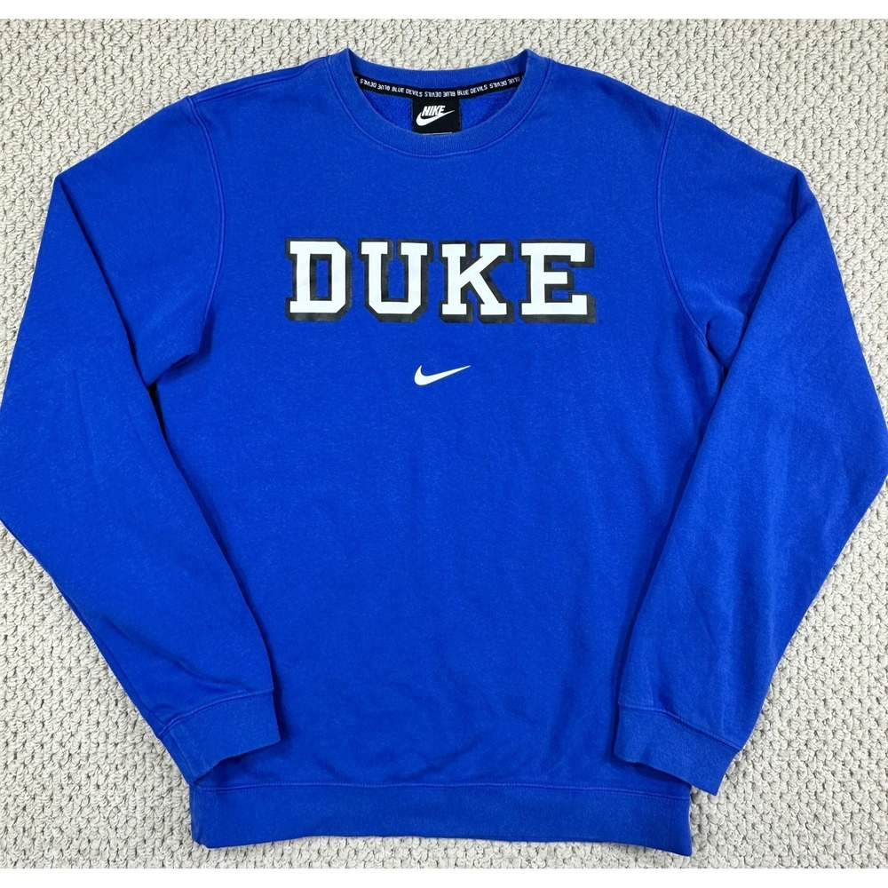 Nike Club Fleece Sweatshirt Mens Small Duke University Blue Devils Center Swoosh